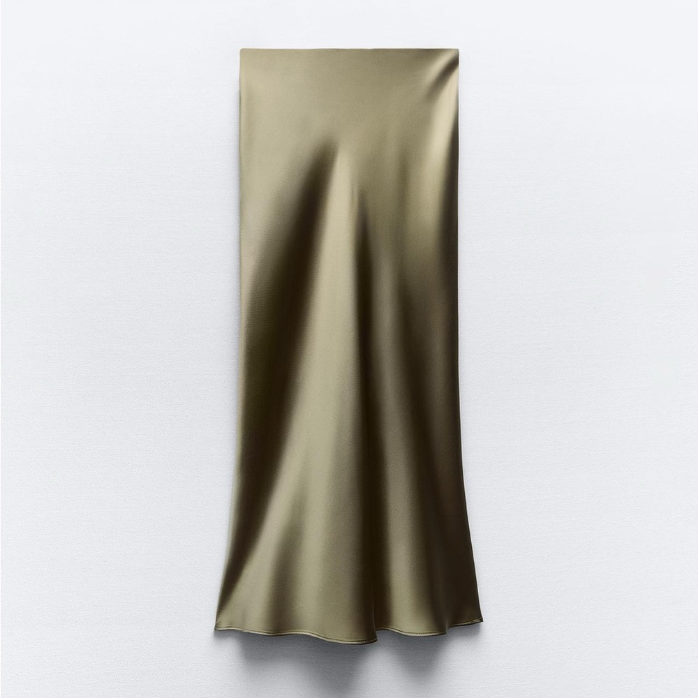 Zara Satin Green Maxi Skirt